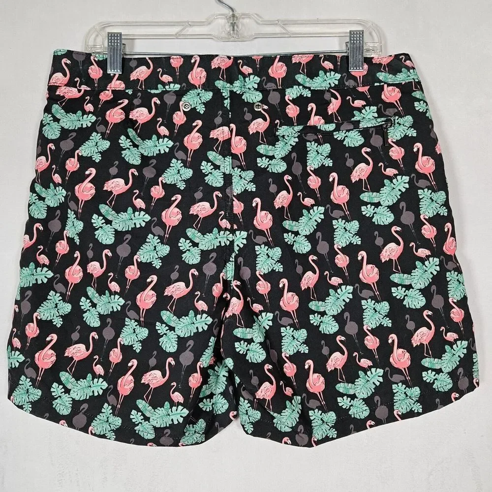 Retromarine NY Mens‎ Size 32 Swim Trunks Shorts Flamingo Print Mesh Lined NWT